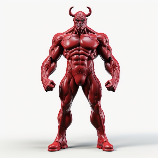Sehr detailliertes 3D-Modell eines roten Teufels in heroischer Männlichkeit