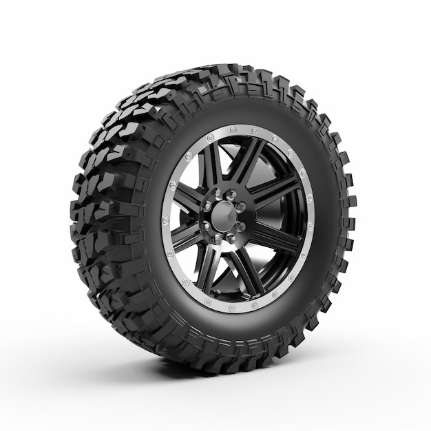 Sehr detailliertes Offroad-Rad-Design auf weißem Hintergrund