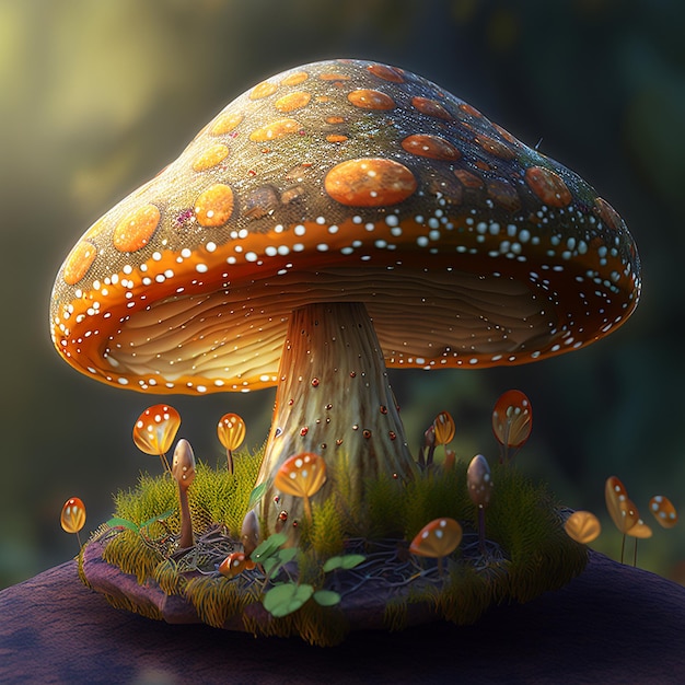 Foto sehr farbenfrohe top-amanita-pilzbilder. generative ki