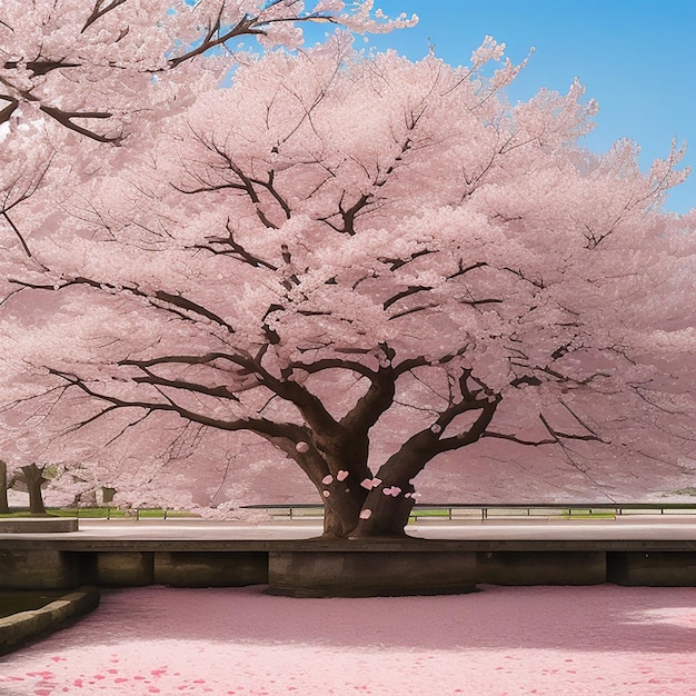 Sehr schöner und attraktiver rosa Baum im Wald Ai generative HD 8K Tapete Stock Photography