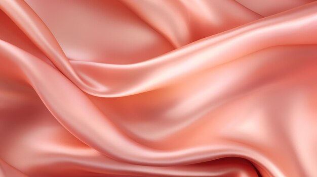 Seiden satin Textur Wellenweiche Falten auf glänzendem Stoff Pfirsich luxuriöse Farbpalette Web-Banner