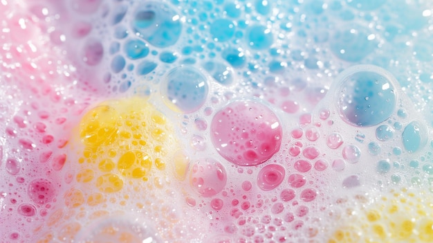 Seifenschaum mit Blasen Nahaufnahme Abstrakt farbenfroher Hintergrund