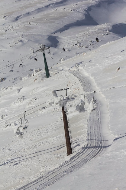 Seilbahn auf dem Berg Hermon im Winter, Israel