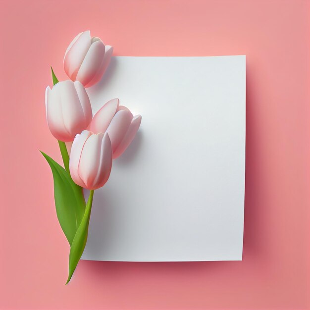 Seite mit weißen Tulpenblumen Illustration Generative AI