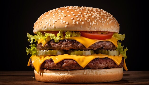 Seitenansicht der Cheeseburger-Höhe