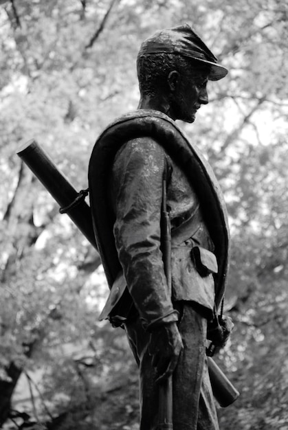 Foto seitenansicht der statue gegen bäume