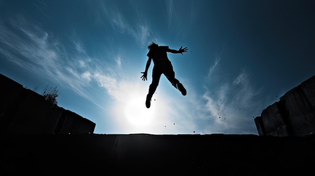 Seitensprung im Parkour aus niedriger Position