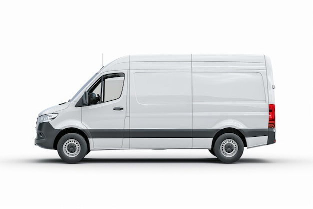 Seitliche Ansicht eines modernen Fracht-Minibus auf weißem Hintergrund