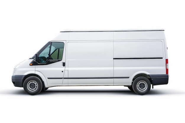 Seitliche Ansicht eines modernen Fracht-Minibus auf weißem Hintergrund