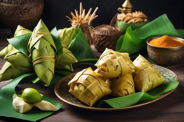 Foto selamat idul fitri aidil fitri conjunto de ketupat traducción feliz eid la celebración