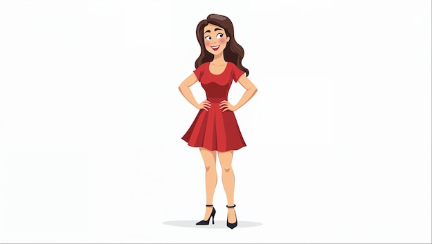 Selbstbewusste Frau im roten Kleid
