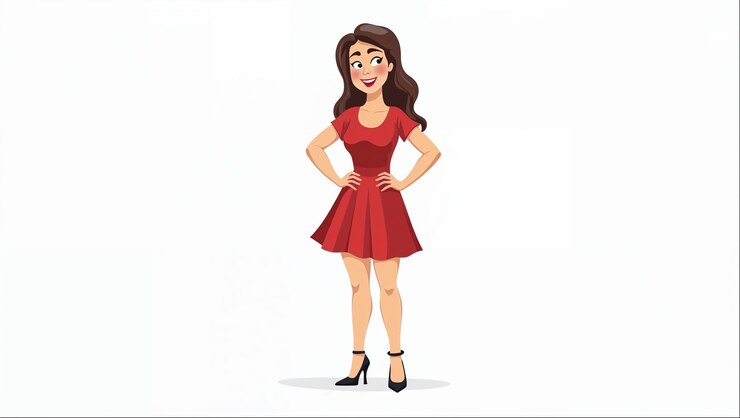Foto selbstbewusste frau im roten kleid