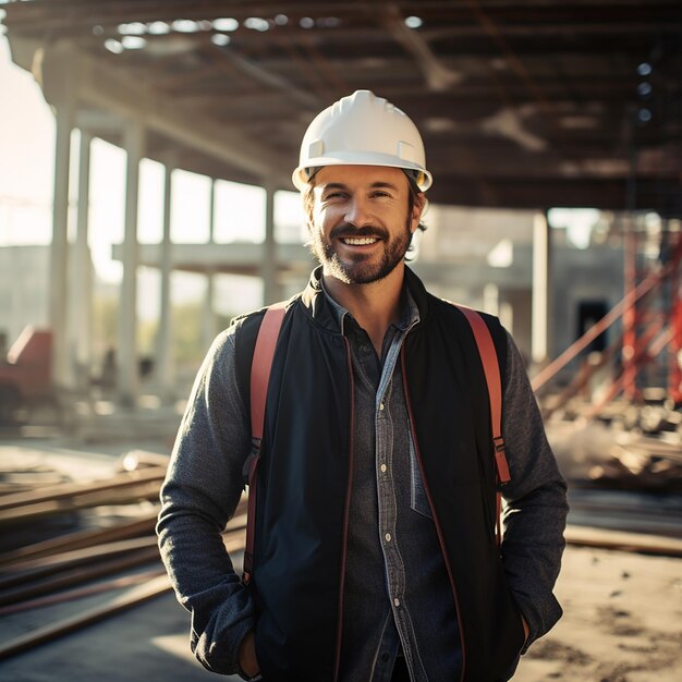 Selbstbewusster Architekt auf der Baustelle