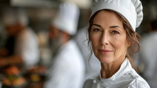 Selbstbewusster Chefkoch in einer professionellen Küche während des Abendessen Generative KI