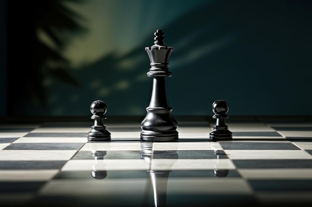 Selbstsicheres Konzept, verkörpert durch das Selbstvertrauen des Schachbauern und des Königsschattens