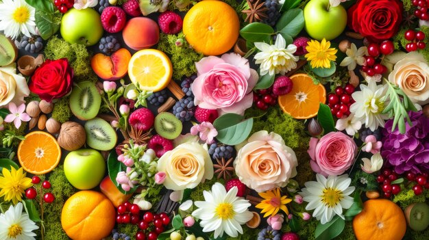 Foto seleção aleatória de flores coloridas