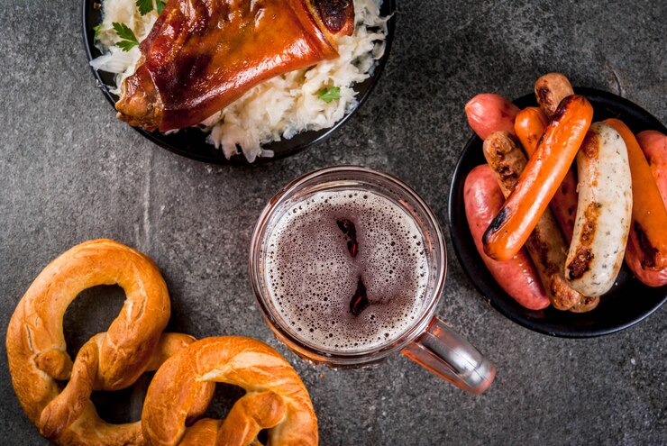 Foto seleção de comida alemã tradicional oktober