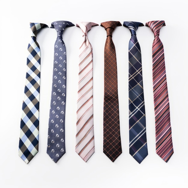 Seleção de gravatas de diferentes estilos penduradas
