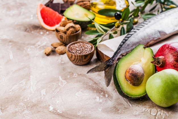 Selección de alimentos para un corazón sano.