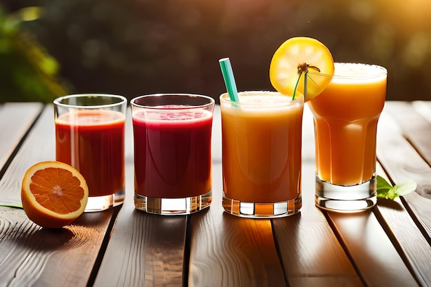una selección de diferentes jugos que incluyen naranjas, limones y naranjas.