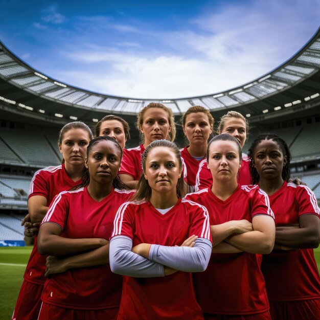 Foto selección femenina de fútbol en el estadio