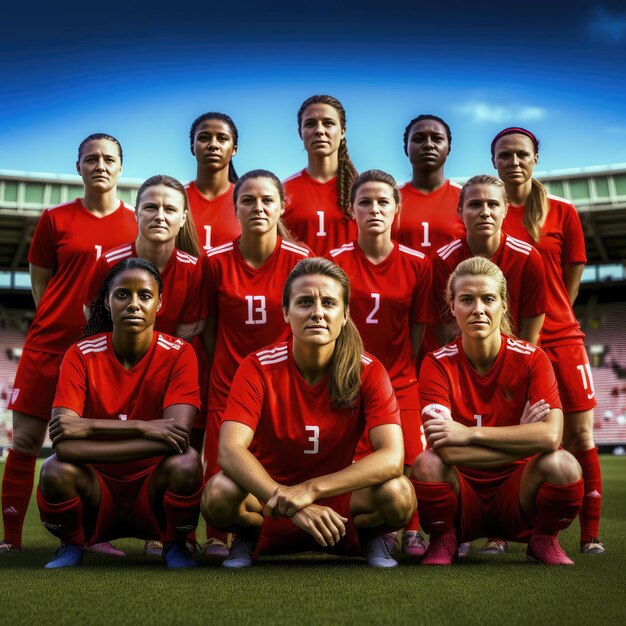 Foto selección femenina de fútbol en el estadio