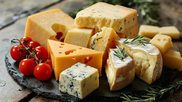Selección gourmet de varios quesos finos