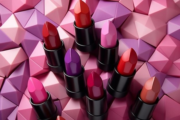 Una selección de labiales rojo lila y rosa Nueva colección