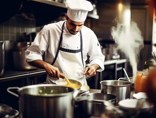 Selección de sopas Chefs enfoque culinario