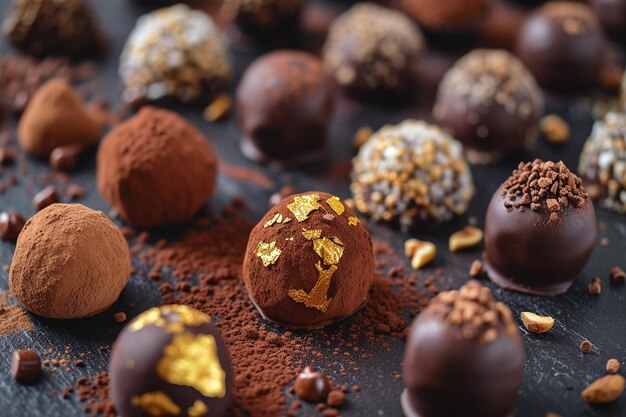 Selección de trufas de chocolate gourmet