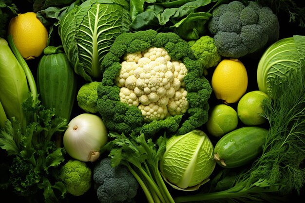 Foto selecciones de verduras frescas y vibrantes del campo