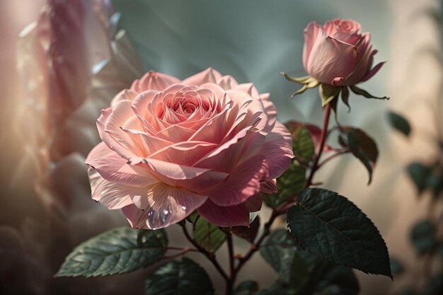selektiv fokussierte Aufnahme einer rosa Rosenblüte
