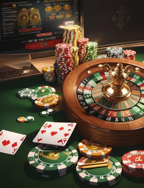 Selektive Fokusaufnahme von Casino Casino Online Poker Poker Würfelchips Jetons Roulette Online-Glücksspiel