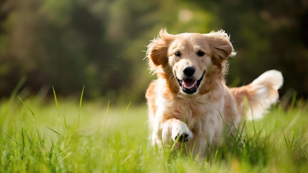 Selektive Fokussierung eines entzückenden Golden Retrievers im Freien