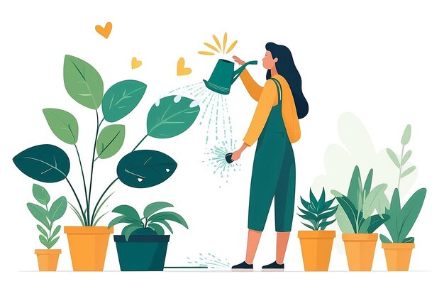 Foto self-love cultivation vector illustration of nurturing growth (vektor für die pflege der selbstliebe)