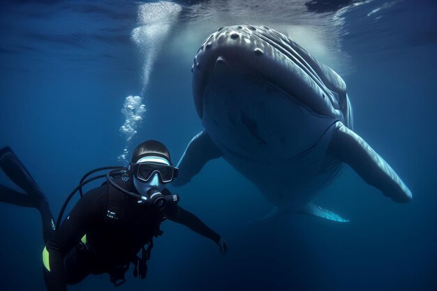 Selfie de buzo de ballena Animal de la naturaleza Generar Ai