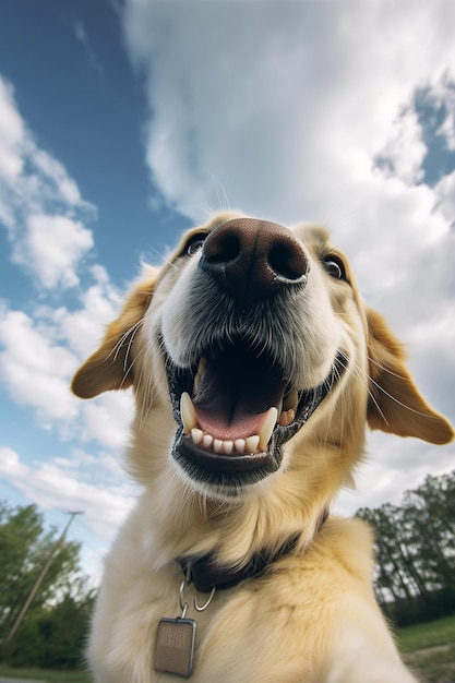 selfie de cachorro fofo lá fora