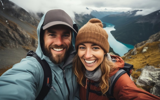 Selfie de um casal feliz AI