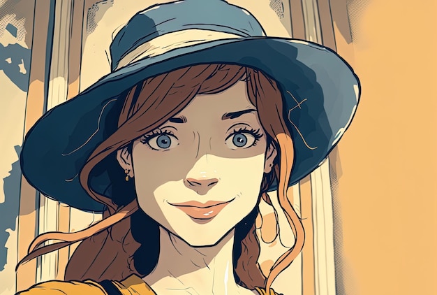 Selfie einer jungen Frau mit Hut