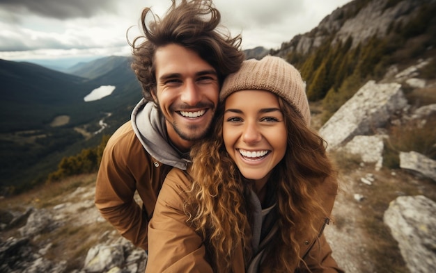 Selfie-Foto eines glücklichen Paares KI