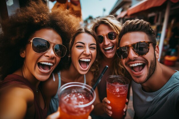 Selfie Fotografía de un grupo de amigos divirtiéndose