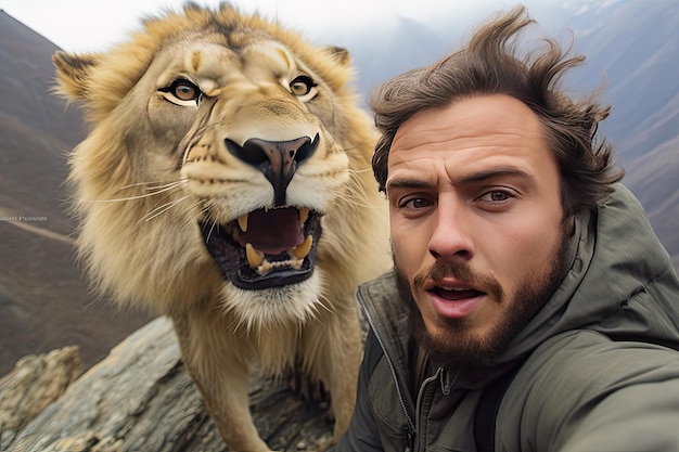 Selfie intrépido con un animal salvaje