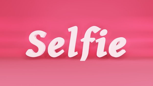 Selfie-Phrase und ein 3D-Logo des motivierenden Slogans auf einem weißen einheitlichen Hintergrund mit Schatten