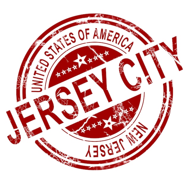 Sello de la ciudad de Jersey con fondo blanco