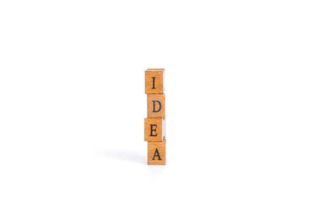 Sello de madera con la palabra IDEA Business ideacreative pensamiento idea concepto