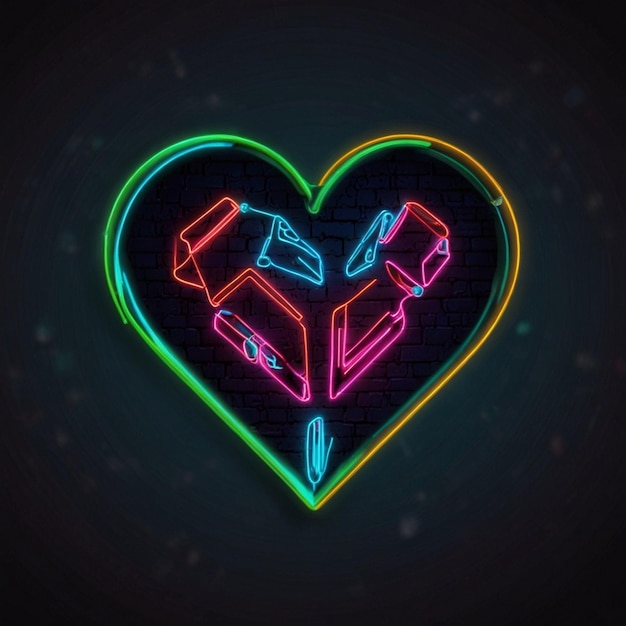 Sello de neón en forma de corazón con símbolo de reciclaje Concepto de cero residuos