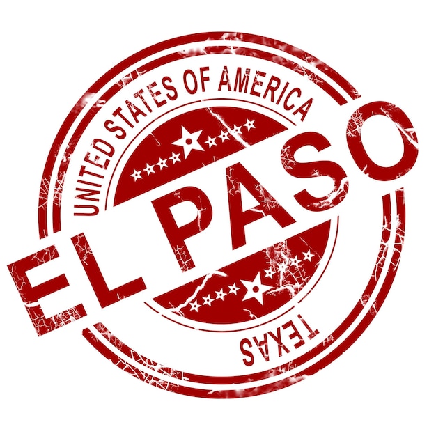 Sello de El Paso Texas con fondo blanco