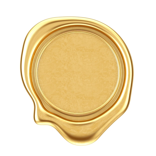 Foto selo de cera de ouro com espaço em branco para seu projeto em um fundo branco. renderização 3d