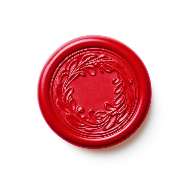 Foto selo de cera vermelha isolado em fundo branco
