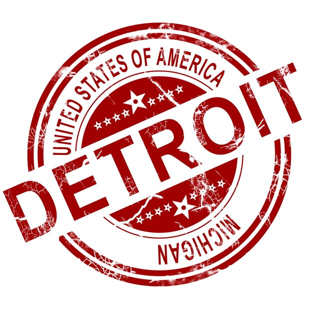 Foto selo de detroit com fundo branco